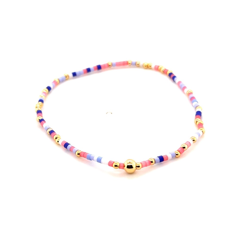 Enewton Hope Unwritten Beaded Stretch Bracelet Gold Pink Blue Purple 6.75in